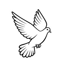 Fototapeta premium Flying dove illustration in simple line art style 