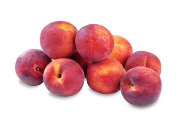 Fresh raw peaches on a white isolated background