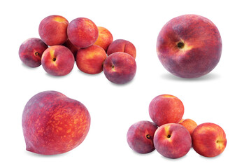 Fresh raw peaches on a white isolated background