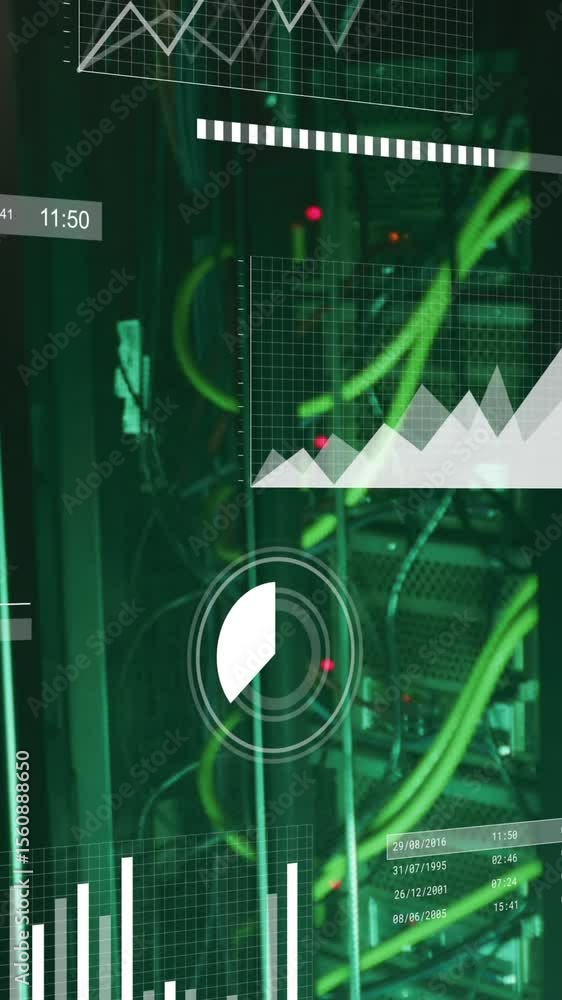 Poster animation of data processing over computer servers