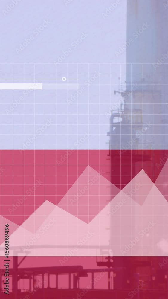 Poster Animation of financial data processing over flag of chile