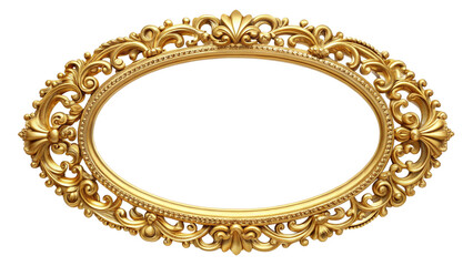 Golden Oval Frame: A close-up shot captures the opulent detail of a beautifully crafted oval frame, resplendent in gold, inviting viewers to envision the artwork it will embrace.