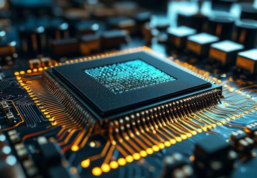 Stunning abstract circuit board featuring a 3D profile background.