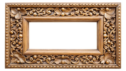 Obraz premium Elegant Carved Frame: An intricately carved wooden frame showcasing exquisite craftsmanship and timeless elegance, perfect for adding a touch of sophistication. 