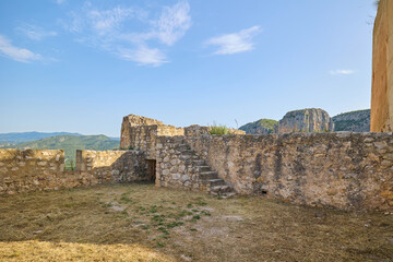 Fototapeta premium Ruins of a medieval castle in the village of Chulilla. Chulilla, Valencia, Spain