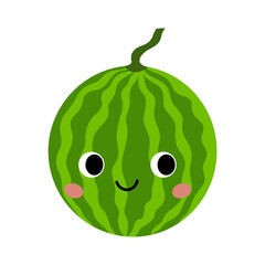 Cute watermelon in kawaii style,vector illustration.