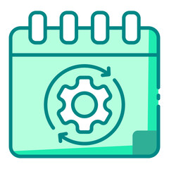auto schedule green filled line icon for task planning and work routine