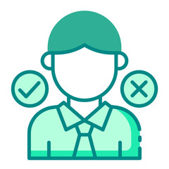 decision making green filled line icon for workplace task judgment