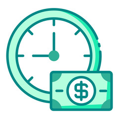 time is money green filled line icon for efficiency and job value focus