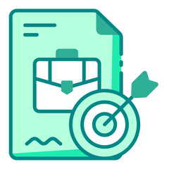 target green filled line icon for business goal and task objective