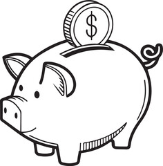 Fototapeta premium Money Deposit Icon – Piggy Bank with Coin.AI/EPS