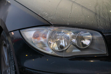 dirty car close-up, Car Headlight restoration concept