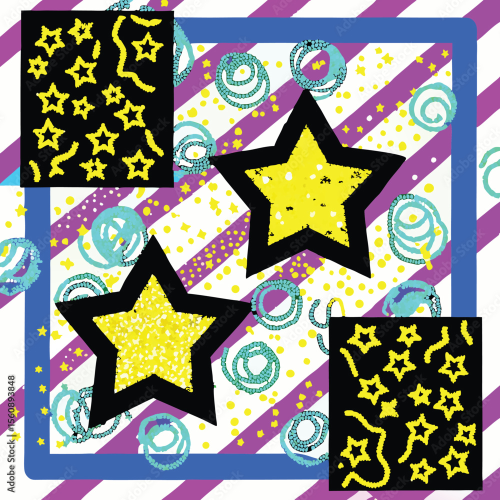 Poster abstract geometric star pattern on a transparent background suitable for design projects