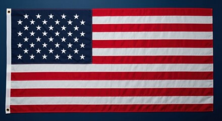 Full American Flag on a Dark Blue Background