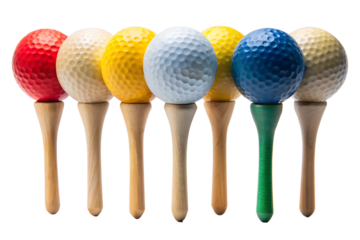 Colorful Golf Balls on Tees A Vibrant Image for Golf Enthusiasts
