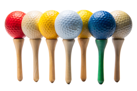 Colorful Golf Balls on Tees A Vibrant Image for Golf Enthusiasts