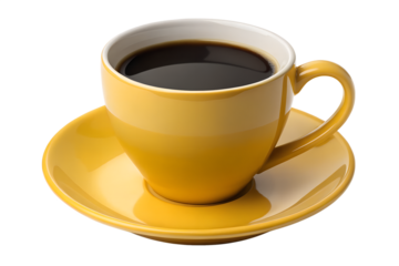 Aromatic Black Coffee in a Yellow Mug Perfect Morning Brew