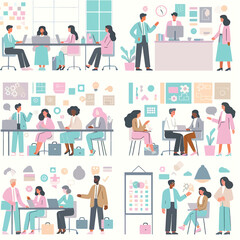 Business People Icon Set in Minimal Vector Style