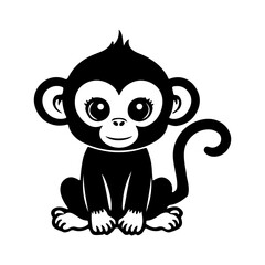 Cute Baby Monkey Silhouette – Cartoon Jungle Animal
