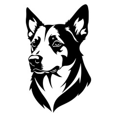 Striking Black and White Portrait of a Distinguished Shepherd Dog Head