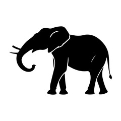 Strong and graceful African Elephant depicted in black silhouette art form