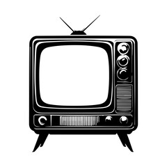 Vintage Television Silhouette – Retro TV Icon Vector