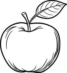 Minimalist single red apple with green leaf and stem isolated on white background isolated on transparent background