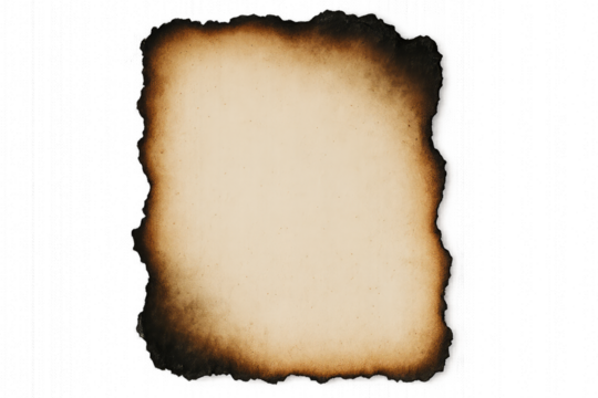 Isolated Burnt Paper Edge with Charred Smoky Outline and Singed Gradient
