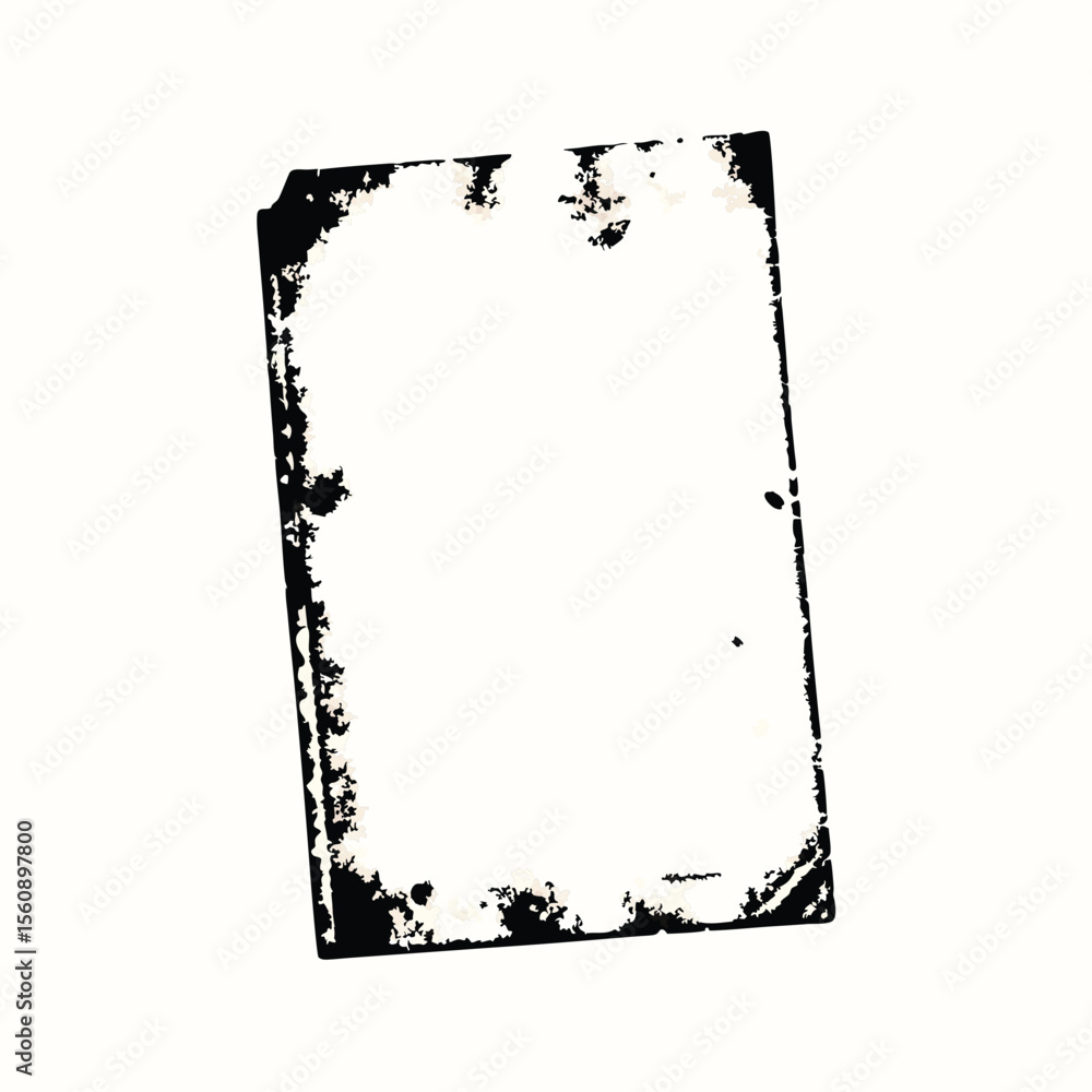 Poster abstract rectangular shape with distressed edges on a white background