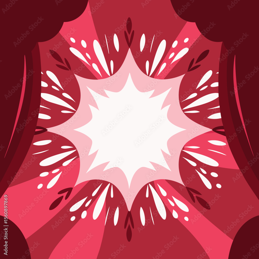Poster abstract red burst background with decorative graphic elements and modern minimalist design