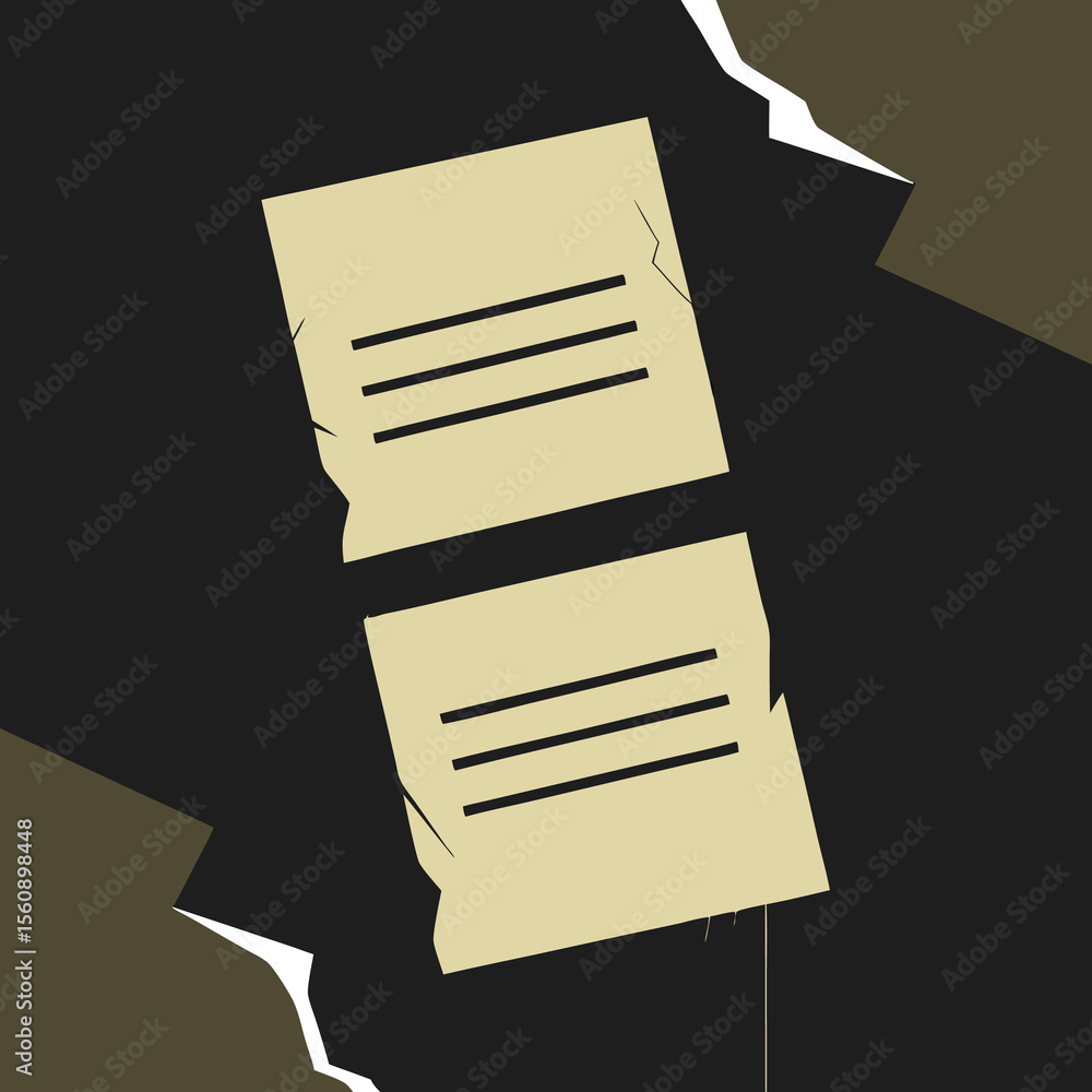 Poster abstract torn document with lines and transparency suitable for design elements