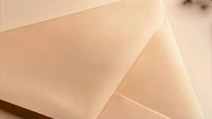 Elegant peach envelope, close-up stationery detail, conveying love and gratitude in correspondence