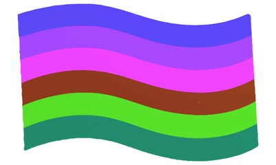 Painted pride flag with brushstroke texture in vibrant rainbow colors on a white background.