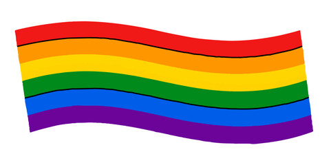 Painted pride flag with brushstroke texture in vibrant rainbow colors on a white background.