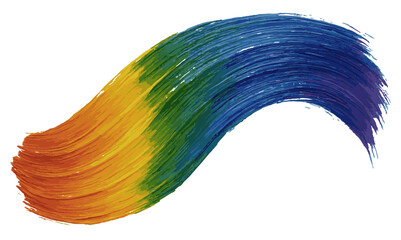  vibrant rainbow brush stroke with orange yellow green blue and purple on a white background art design.