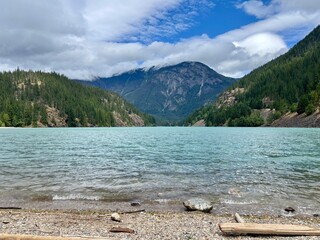 lake and mountains