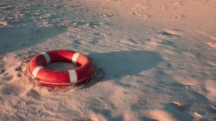 Lifebuoy on cozy summer shoreline