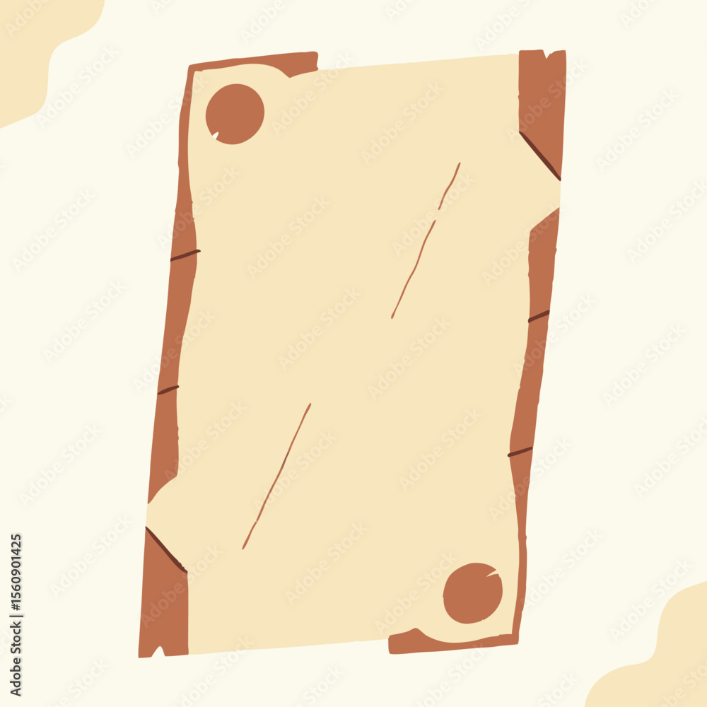 Poster artistic illustration of a paper scroll and decorative elements in minimalist style