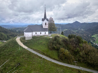 small hilltop church in slovenia saint jacob near ljubljana (europe european travel desination)...