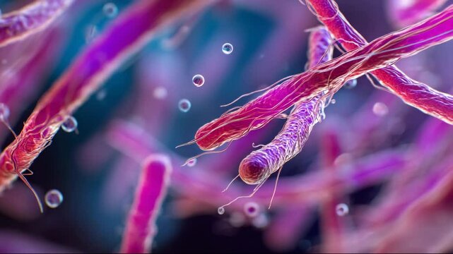 Vibrant close-up of microorganisms, illustrating biology and scientific research concepts.