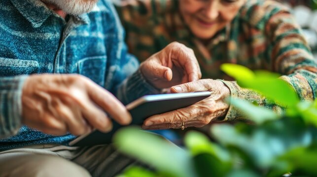 Elderly couple using a tablet