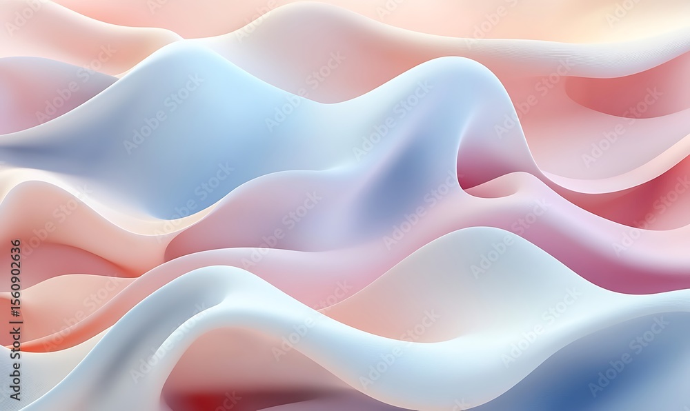 Poster abstract 3d wavy smooth background. multicolor pastel color palette. aesthetic concept. elegant wavy