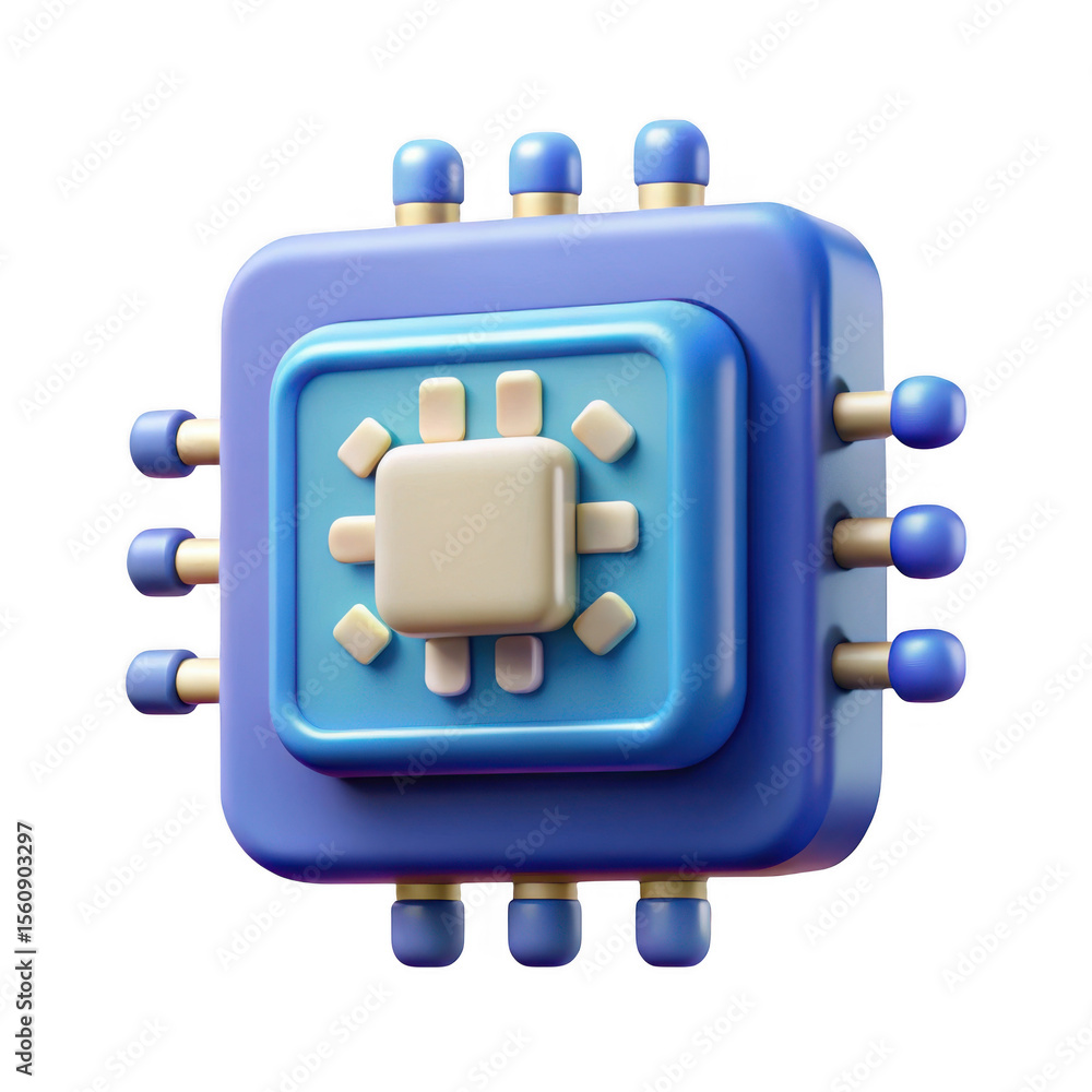 Poster 3d microchip icon isolated on transparent background