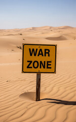 Warning sign in the desert landscape
