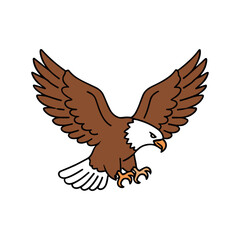 Obraz premium A cartoon eagle with outstretched wings, ready to swoop down from above.