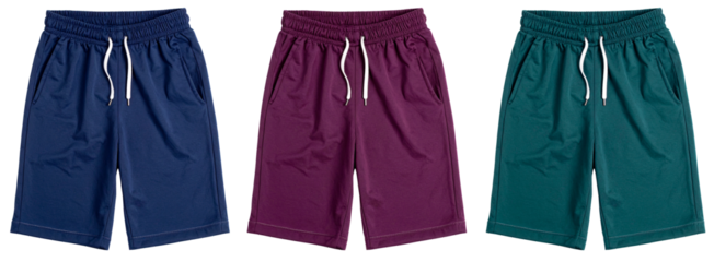 set of short pants in three colors isolated on white background