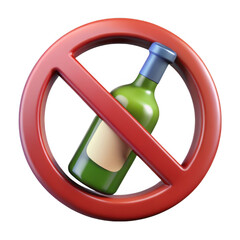3d no alcohol symbol isolated on transparent background