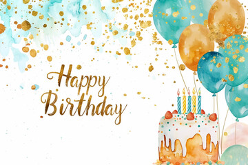 Happy birthday card with balloons - greeting card.