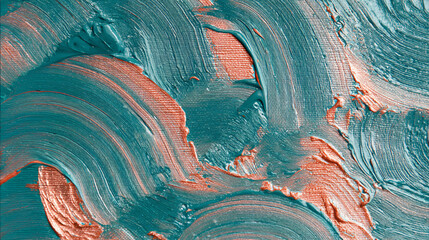Acrylic Wave Texture in Teal and Coral
