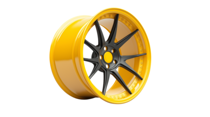 yellow wheel rim isolated on  white background , transparent png 